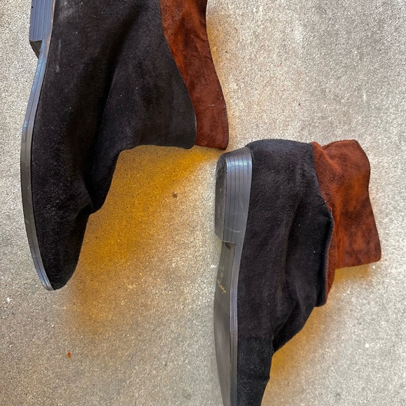 Vintage IMPO Black and Brown Suede Slouch Ankle Boots - Picture 13 of 13